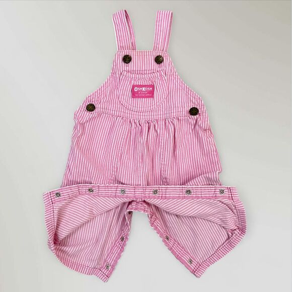 Vtg Baby B'gosh by Oshkosh Overalls Pink White Striped Made in USA Size 6-9 Mo - Picture 3 of 9